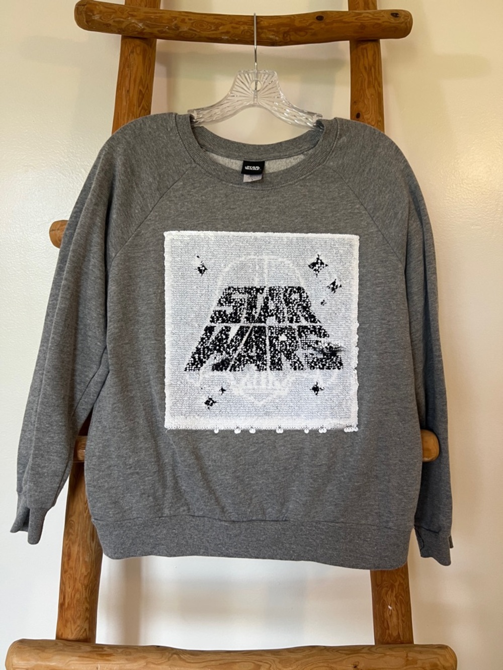 Star Wars Gray Crewneck Sequin Logo Sweater